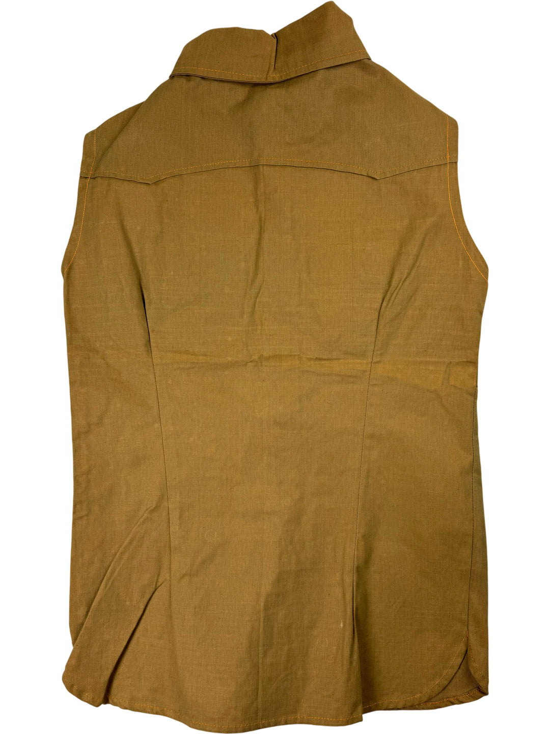 1970s Brown Button-Up Sleeveless Vest - S - Think Vintage