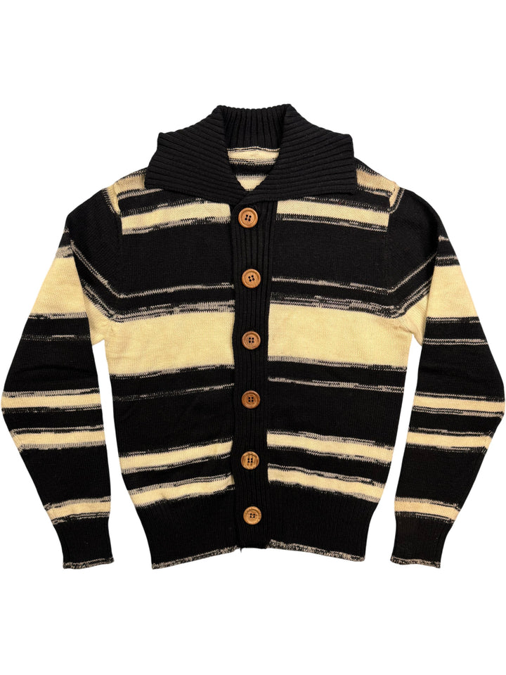 Striped Button-Up Cardigan - S