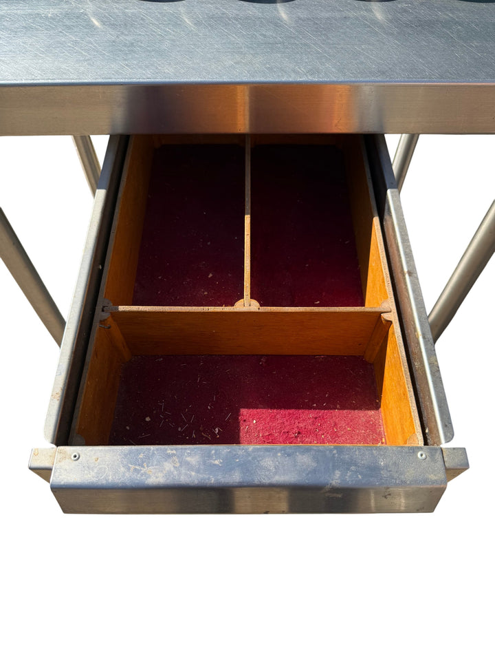 Stainless Steel Table With Drawer - Think Vintage