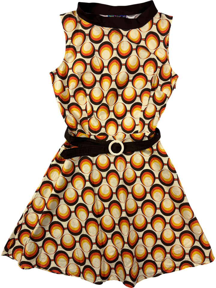 Retro Geometric Sleeveless Dress - S