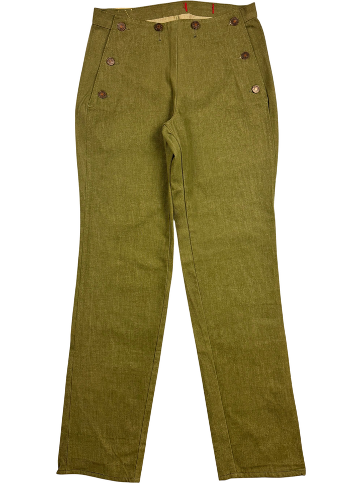 Miss Levi's Olive Green Button-Up Trousers - W28 L32 - Think Vintage