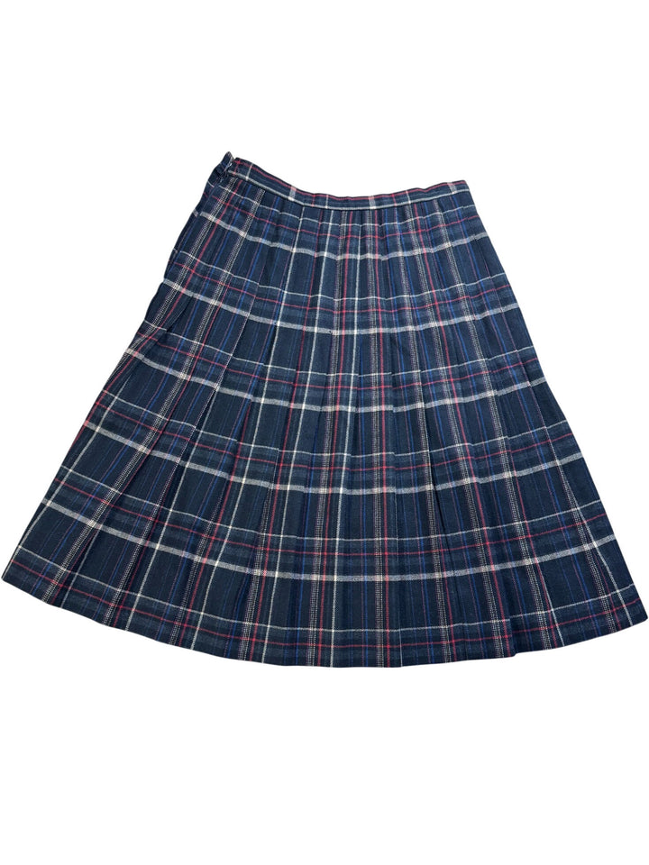 Plaid Pleated Knee-Length Skirt