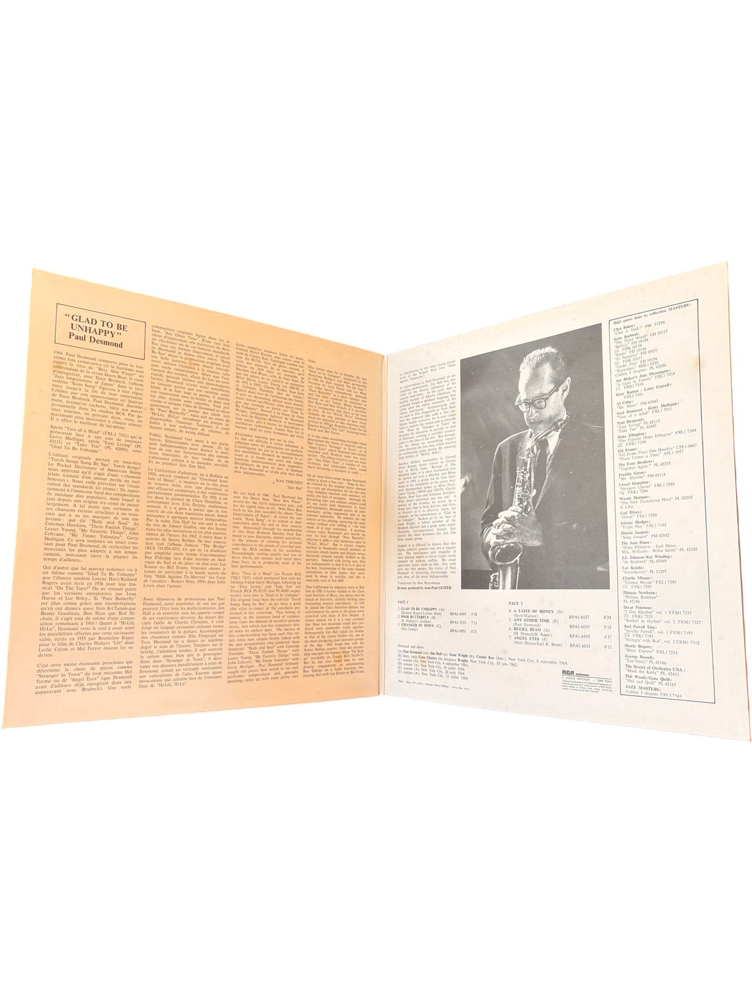 Paul Desmond 'Glad To Be Unhappy' Vinyl Record - Good