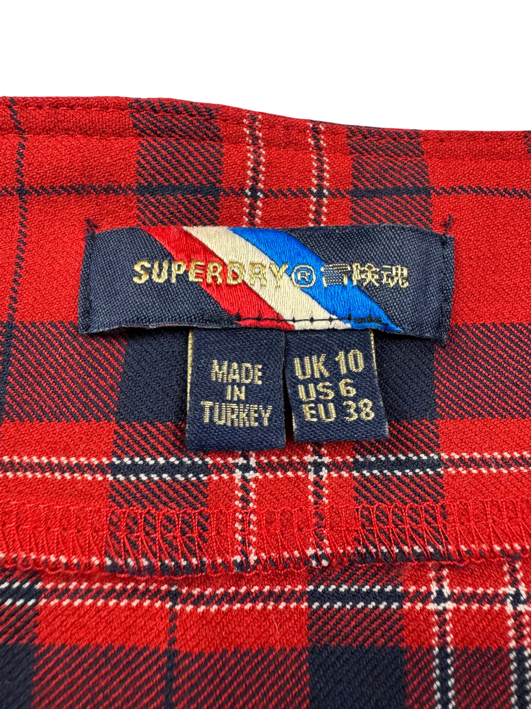 Superdry Red Plaid Pleated Skirt - S
