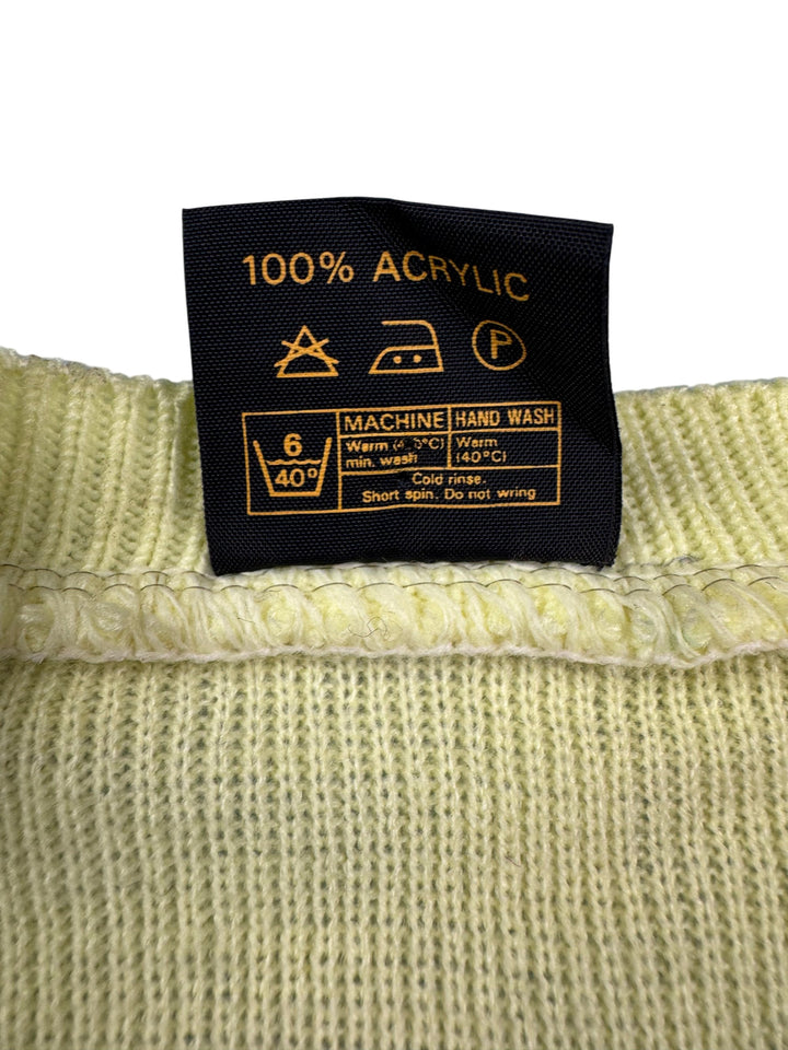 Vintage Acrylic V-Neck Sweater - M