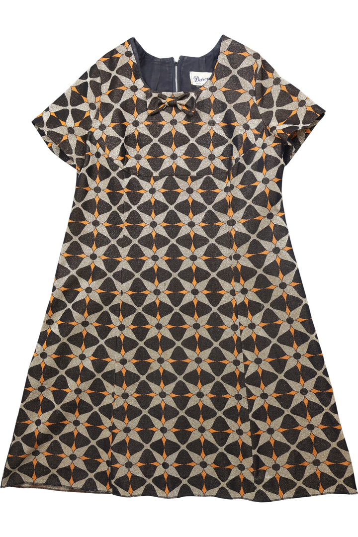70's Geometric Patterned Short Sleeve Dress - M/L - Think Vintage ltd