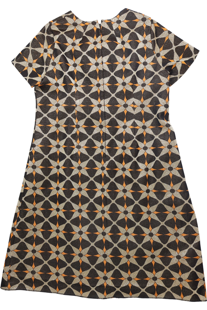 70's Geometric Patterned Short Sleeve Dress - M/L - Think Vintage ltd