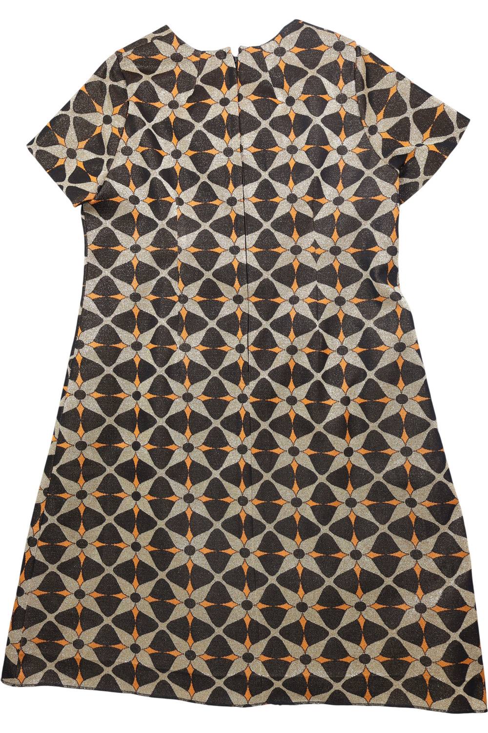 70's Geometric Patterned Short Sleeve Dress - M - Think Vintage Online Ltd