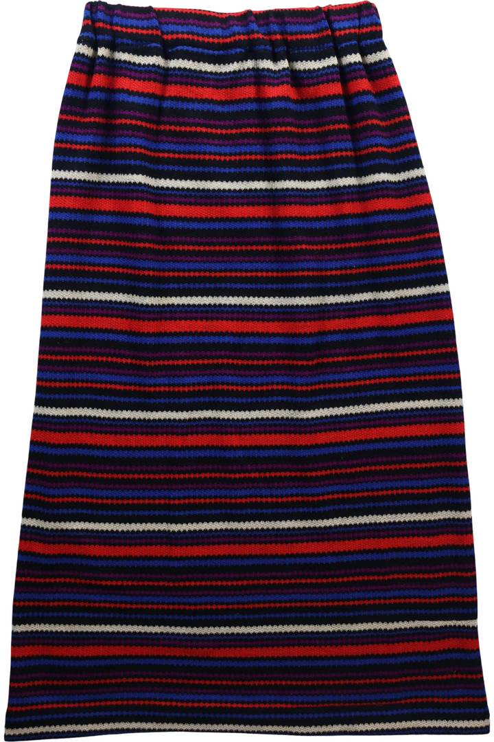 70's Wool Stripe Maxi Skirt - XXL - Think Vintage