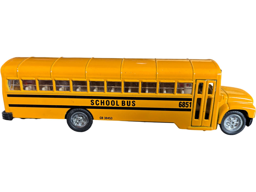 Yellow Diecast Model School Bus With Opening Doors Collectible Toy - Think Vintage