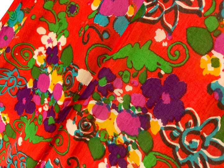 70s Floral Short Sleeve Maxi Dress - S - Think Vintage