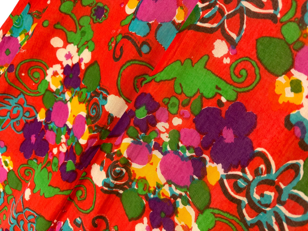 70s Floral Short Sleeve Maxi Dress - S - Think Vintage Online Ltd