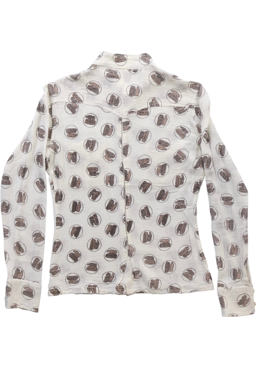 70s Fox Glacier Print Shirt with Mandarin Collar - Think Vintage ltd