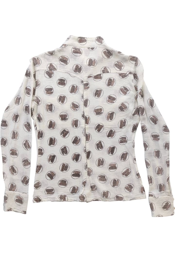 70s Fox Glacier Print Shirt with Mandarin Collar - Think Vintage ltd