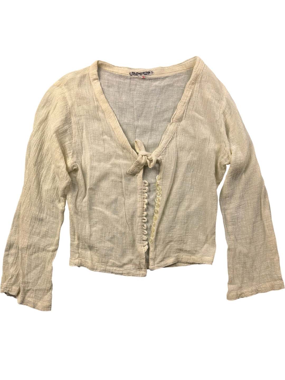 70s Pure Cotton Button-Up Top - S - Think Vintage ltd