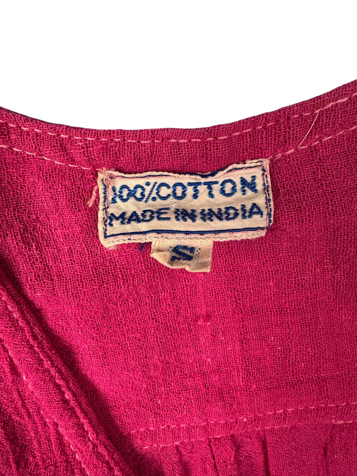 1970s Pink Cotton Short Sleeved Blouse