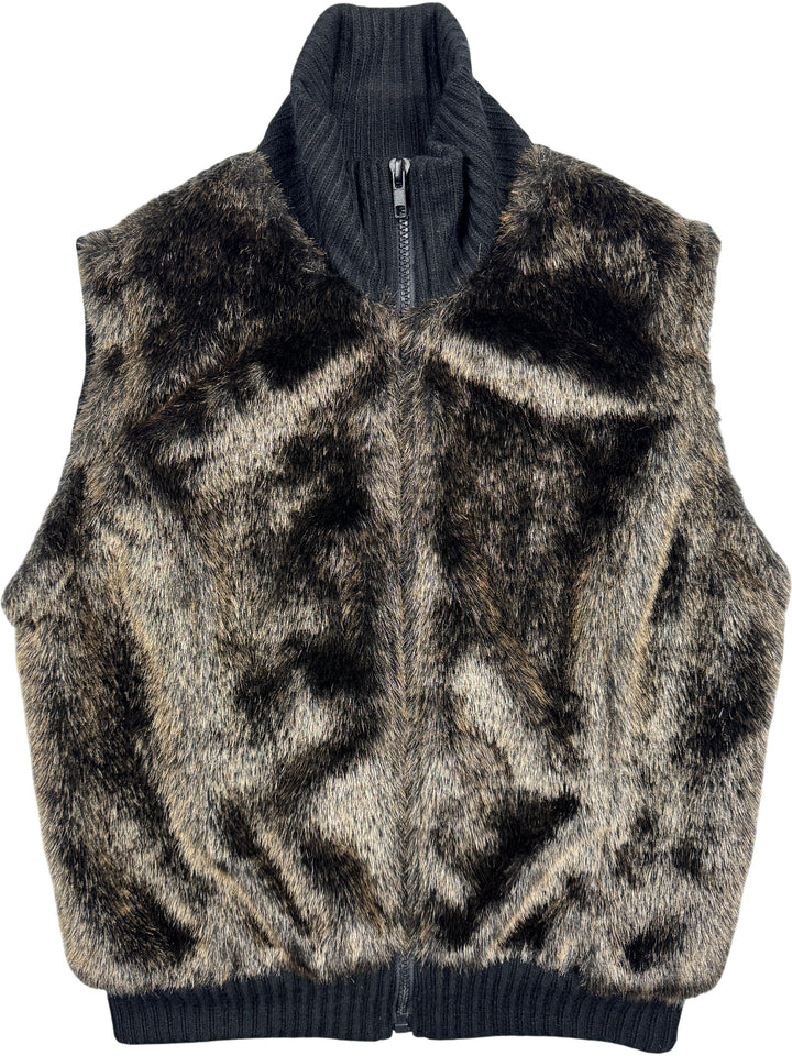 Faux Fur Sleeveless Vest - M