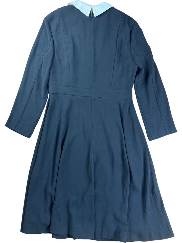 Hobbs Black A-Line Dress With White Collar - S
