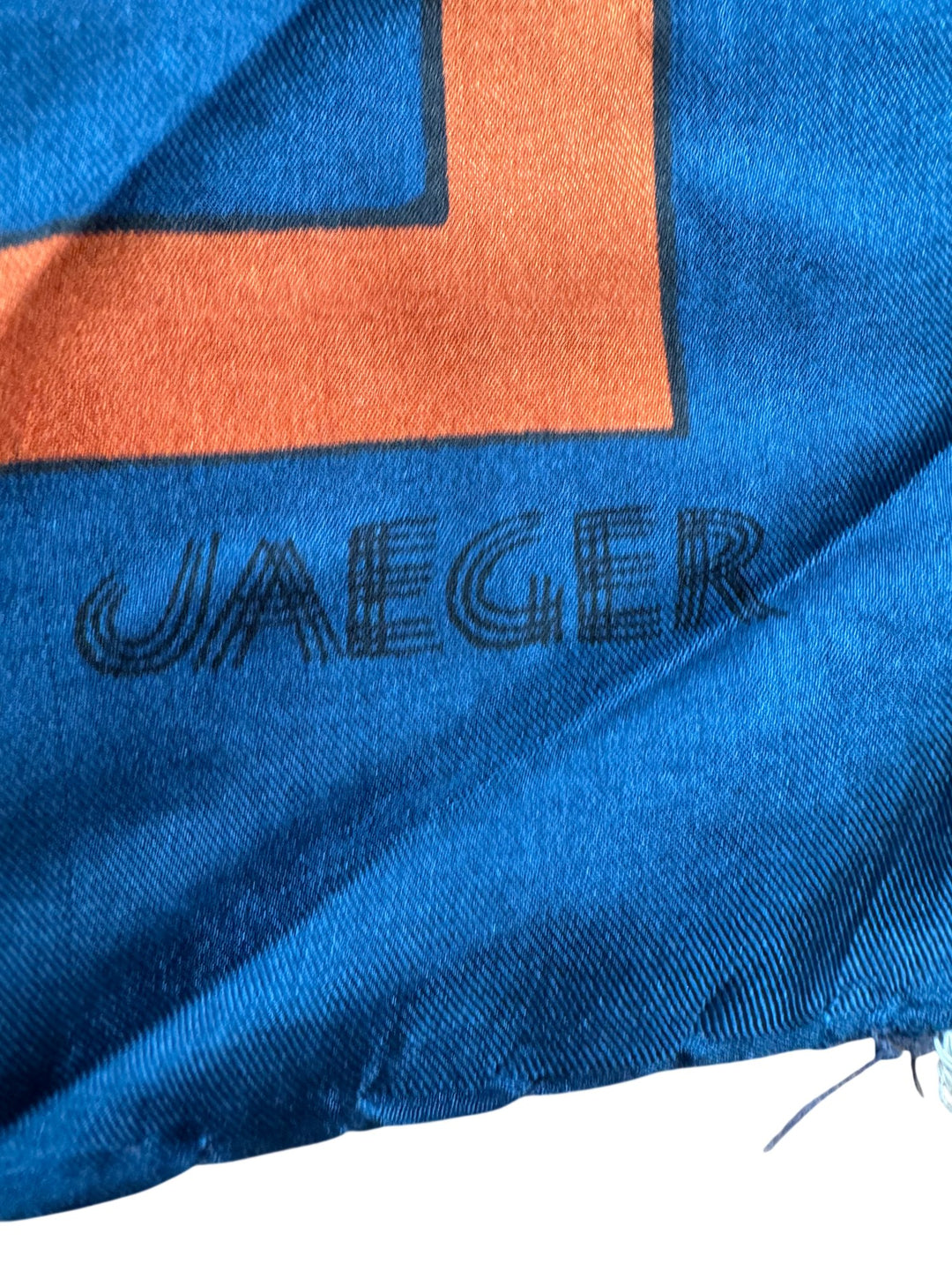 Jaeger Blue and Orange Checkered Scarf