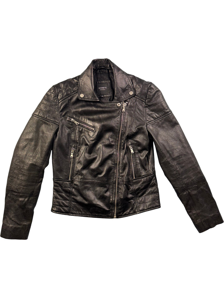 Barneys Originals Black Leather Jacket - M - Think Vintage