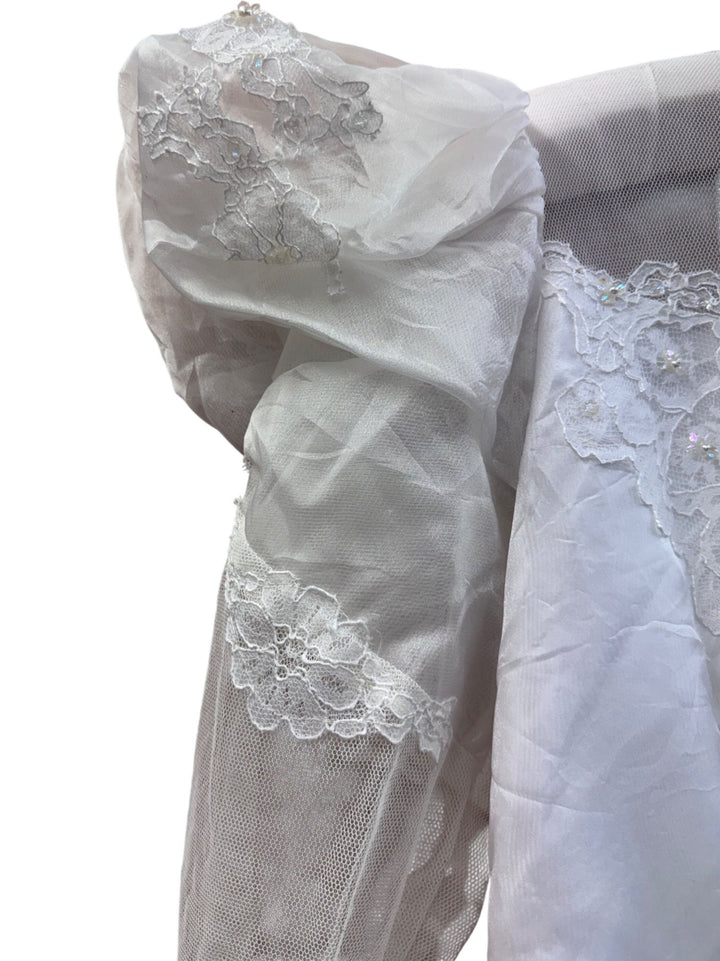 1980s White Lace Wedding Dress