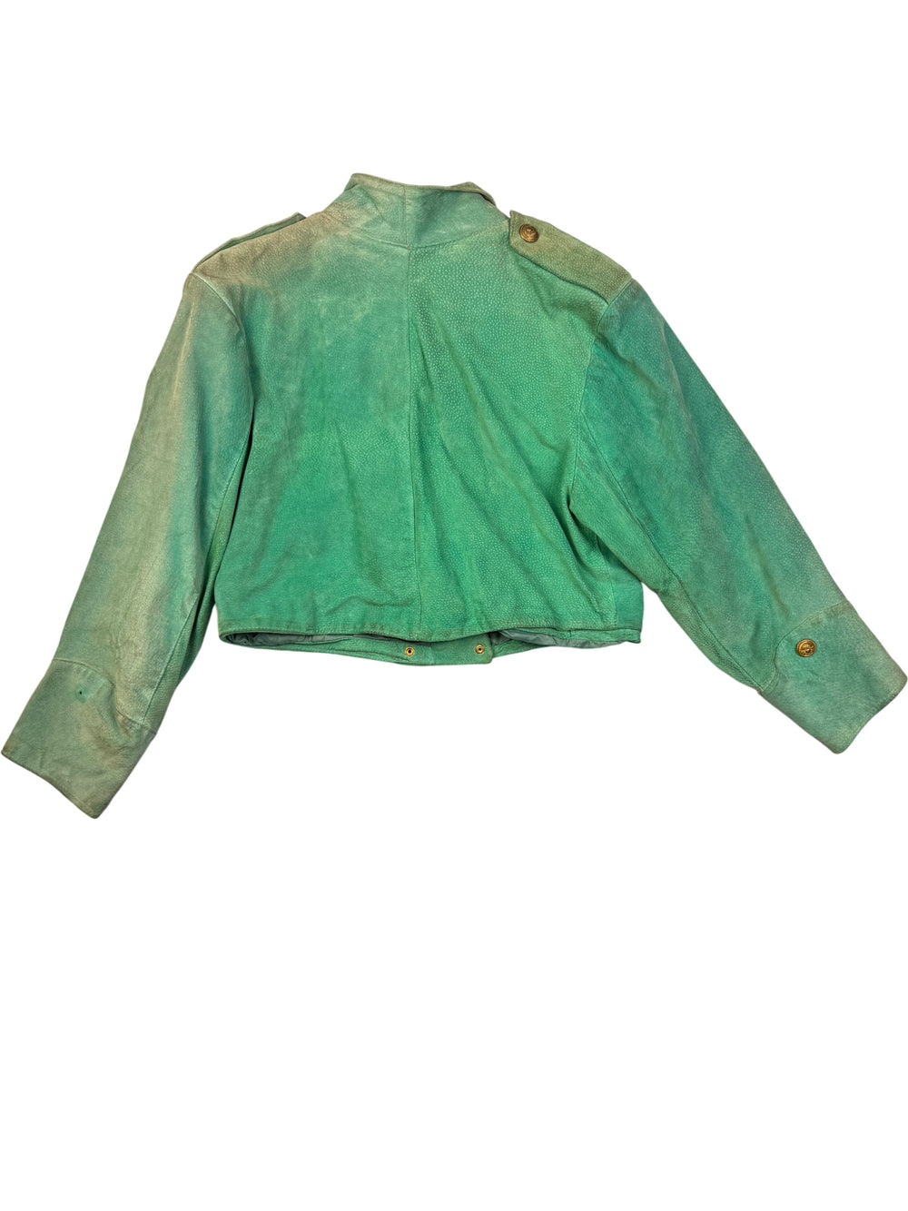 1980s Green Suede Military Style Jacket - S - Think Vintage