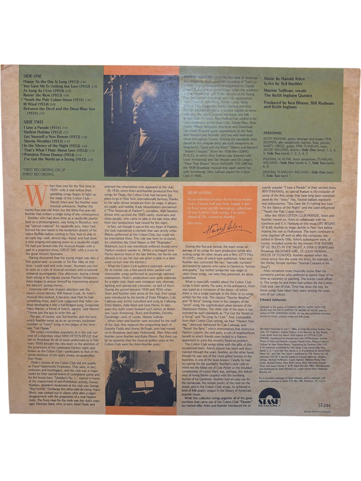 Maxine Sullivan The Great Songs From The Cotton Club Vinyl - Fair