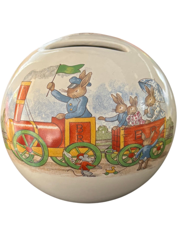 Vintage Royal Doulton Bunnykins Money Ball Box Collectible Ceramic Money Box - Think Vintage
