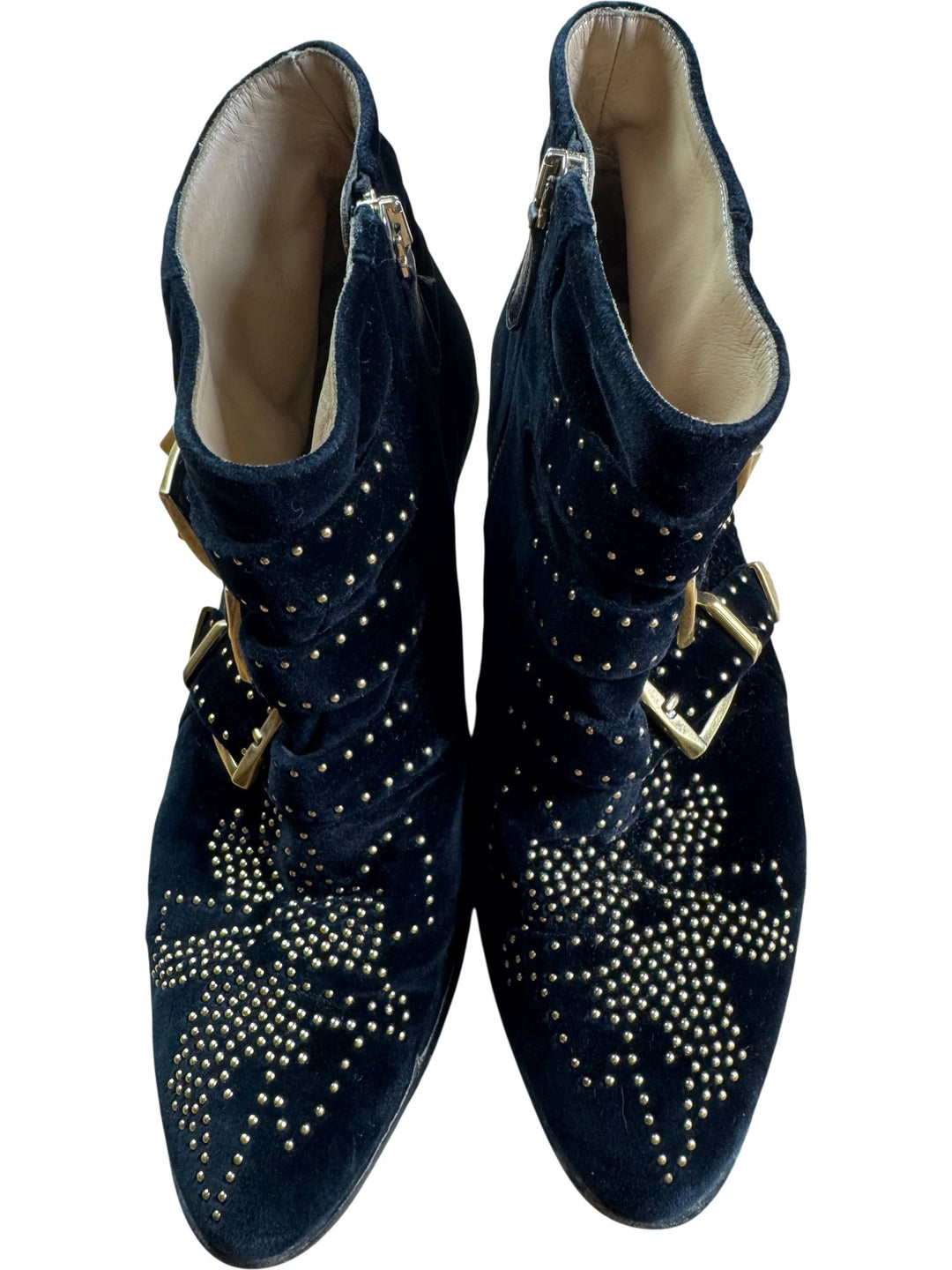 Chloe Studded Suede Buckle Ankle Boots - 4