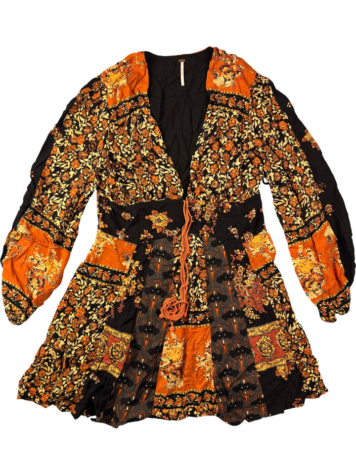 Bohemian Floral Long Sleeve Dress - L