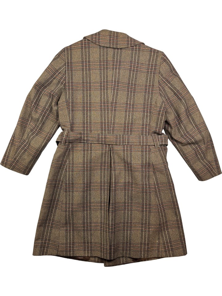 1970s Wool Plaid Trench Coat - M