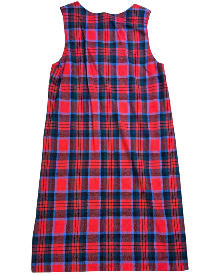 Red Checkered Sleeveless Shift Dress