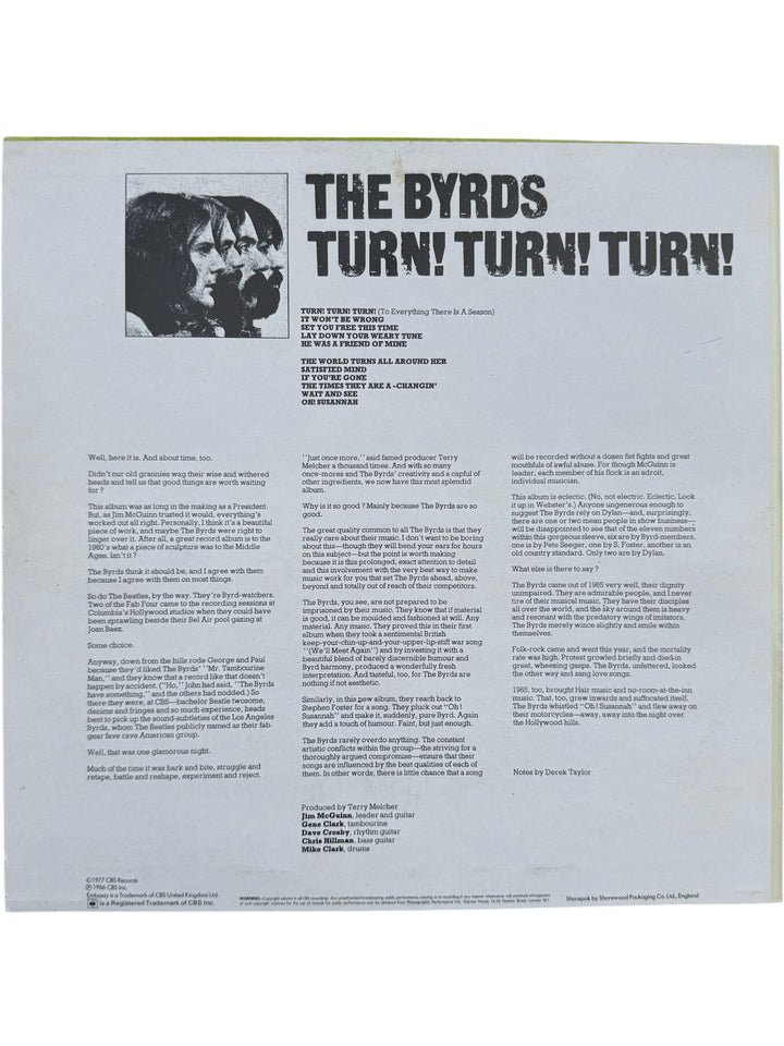 The Byrds Turn! Turn! Turn! Vinyl Record- Very Good