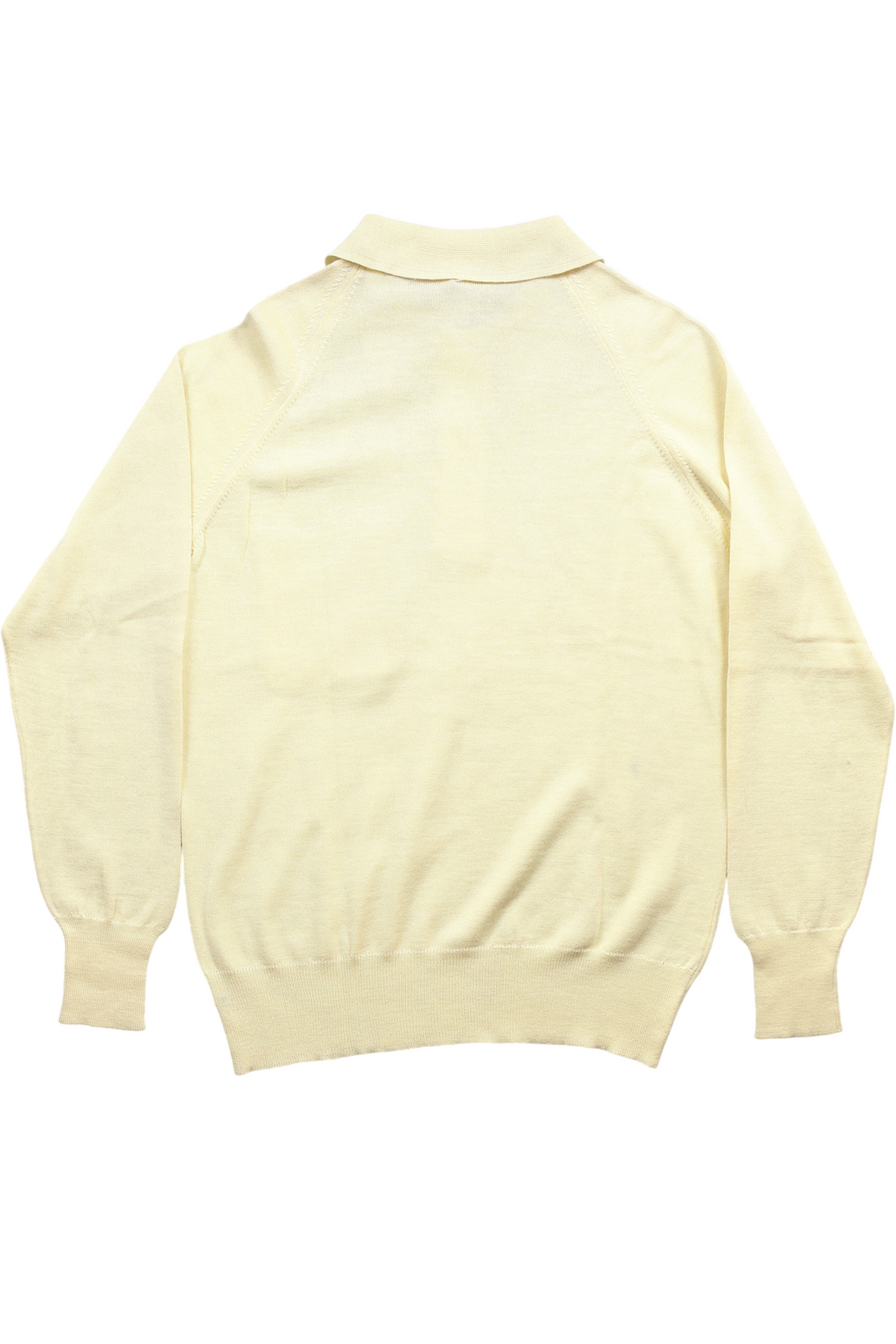 1980s Light Yellow Knit Long Sleeved Polo Shirt - Think Vintage