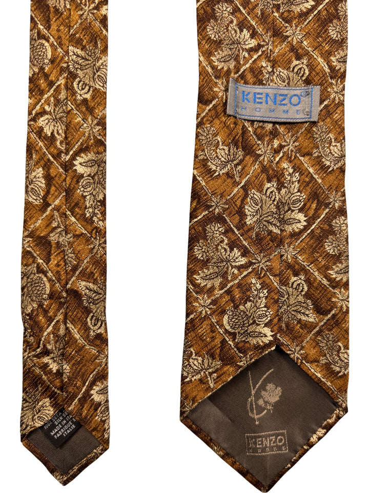 Kenzo Homme Brown Patterned Silk Necktie