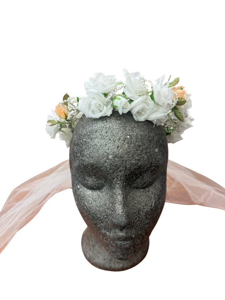 Floral Bridal Hair Wreath With Veil