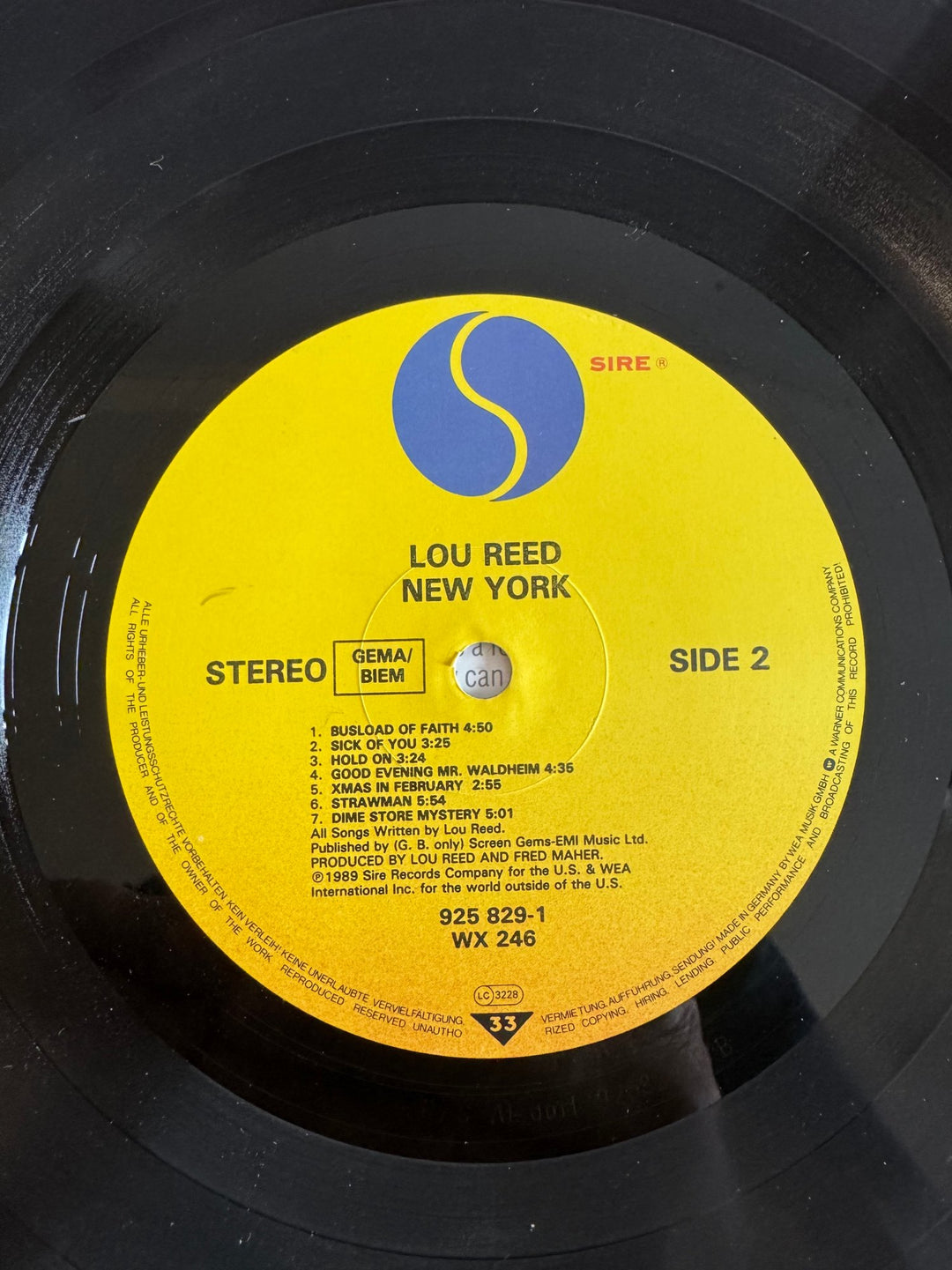 Lou Reed New York Album Record - Good