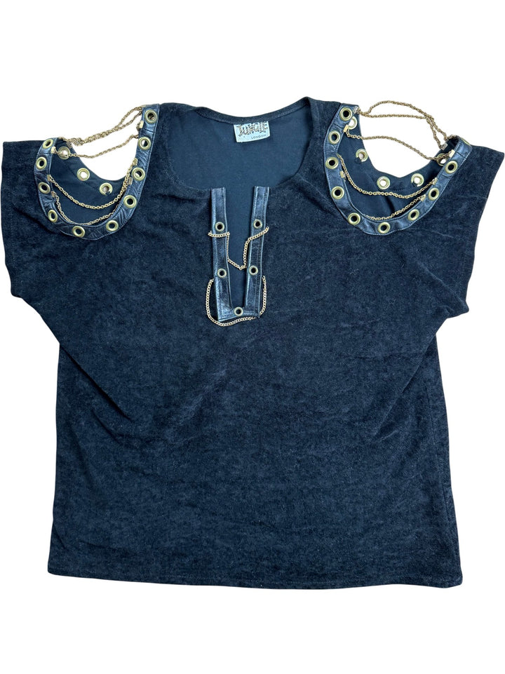 Jungle London Black Top with Chain Detail - M