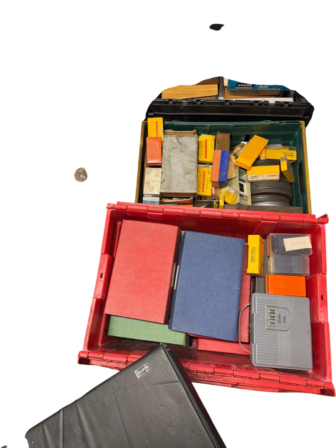 30+ Packing boxes of an unchecked collection of Photographic Slides & Cine Films - Think Vintage