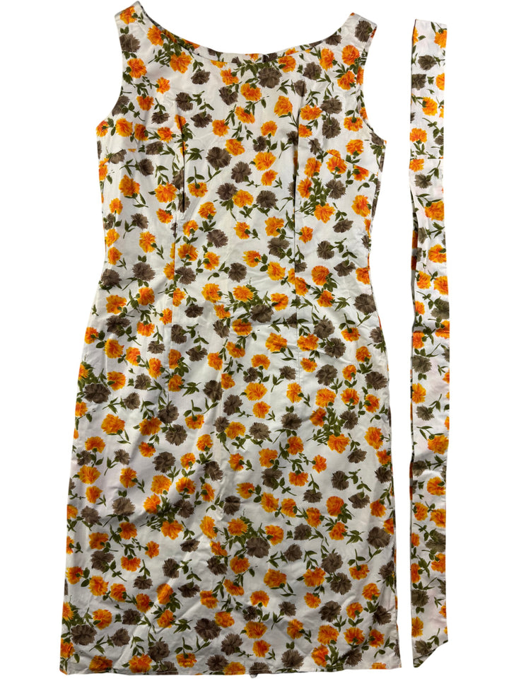 Floral Sleeveless Sheath Dress - M