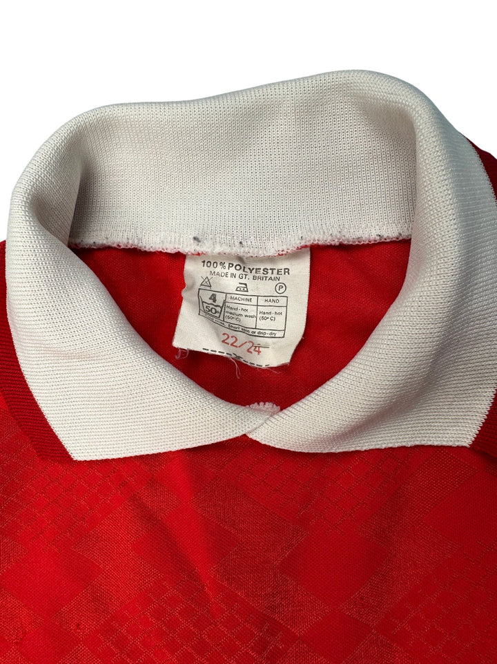 1970s Arsenal Red and White Short Sleeve Polo Shirt - Age 5/6