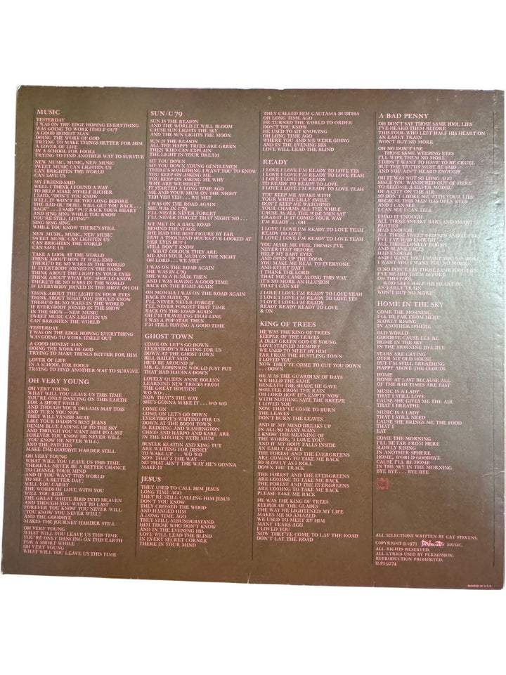 Cat Stevens Buddha And The Chocolate Box Vinyl- Very Good
