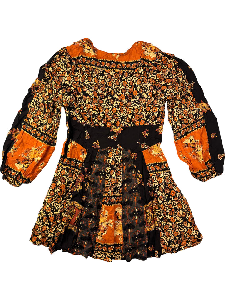 Bohemian Floral Long Sleeve Dress - L