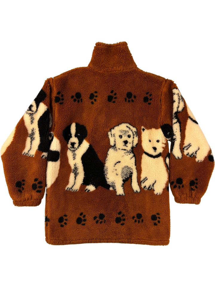 Brown Dog Patterned Fleece Jacket