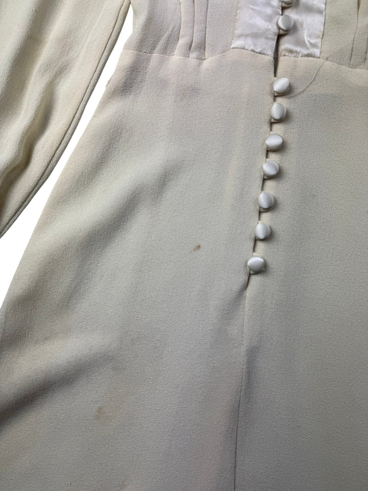 1970s Ozzie Clark Cream Button-Up Dress *See Description* - XS