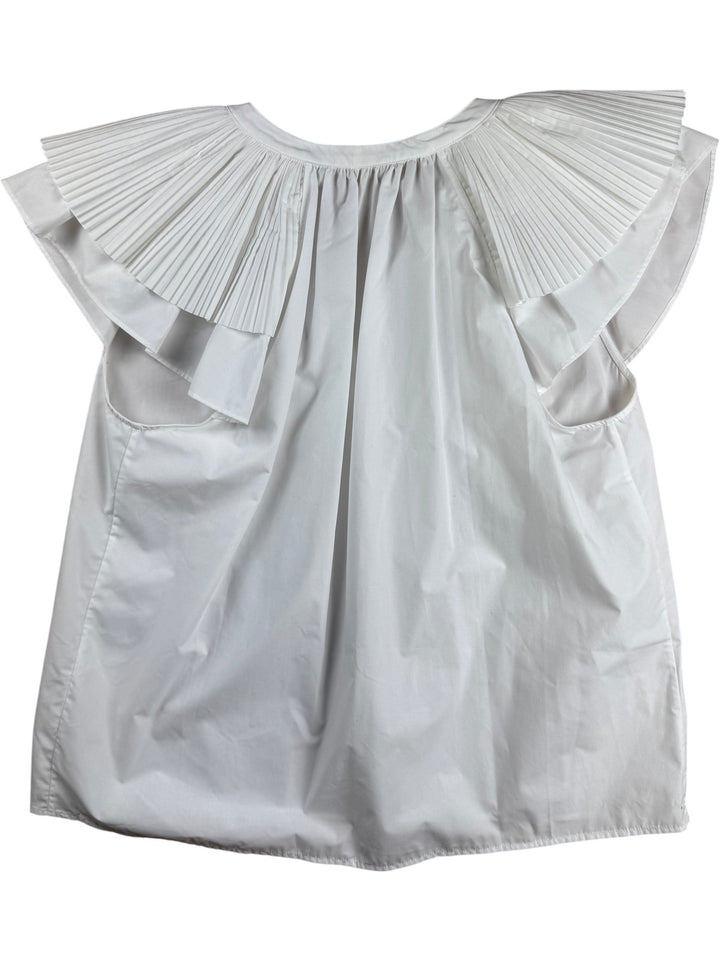 Elie Tahari Pleated Cap Sleeve Blouse - L