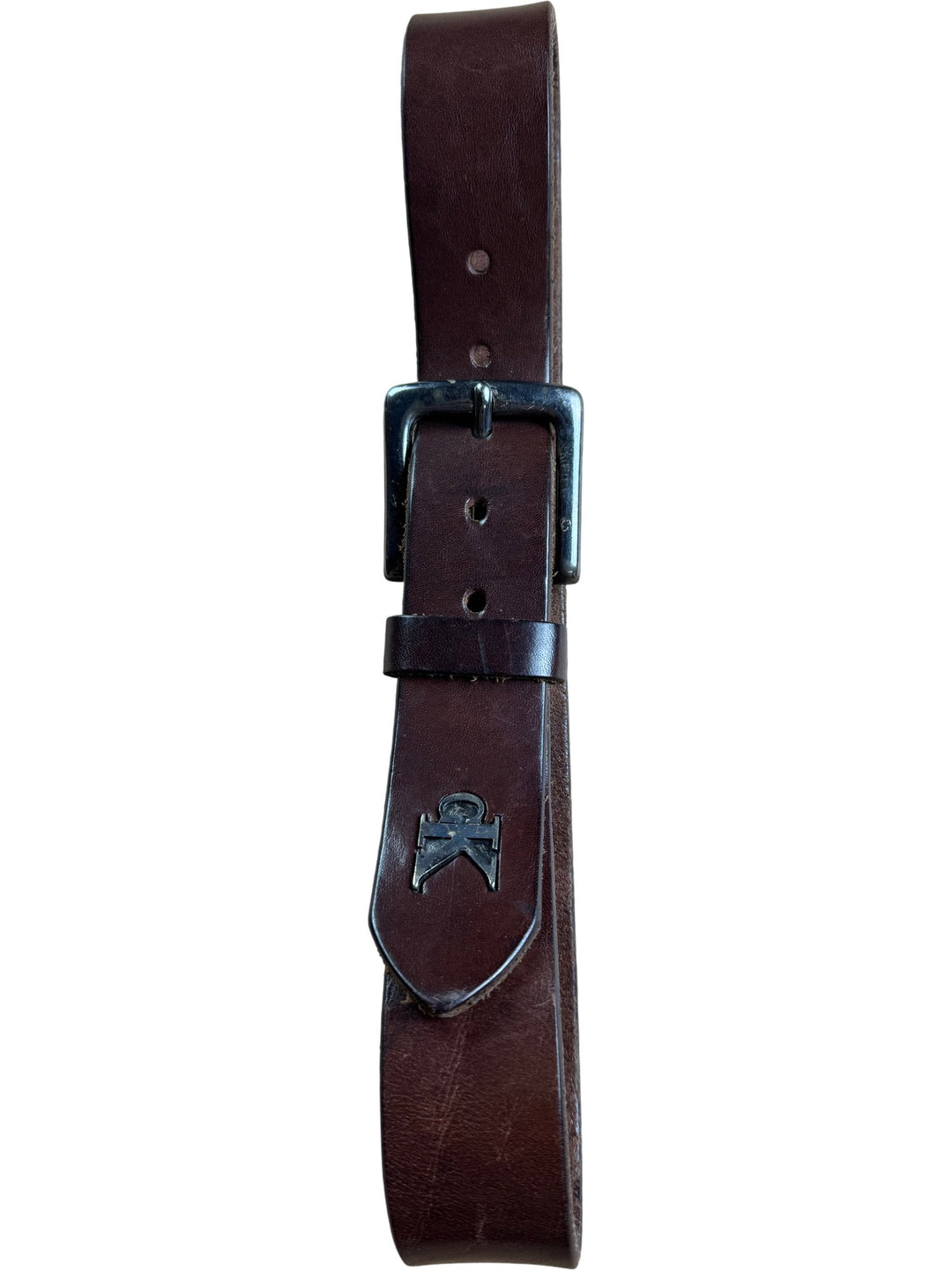 Calvin Klein Brown Leather Belt with Metal Logo Buckle - W24-29