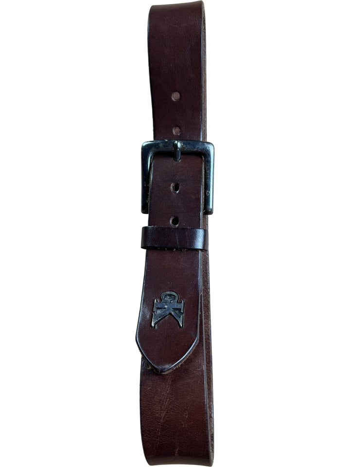 Calvin Klein Brown Leather Belt with Metal Logo Buckle - W24-29