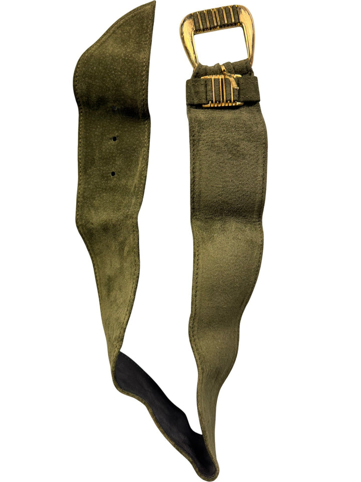 Fashionways Real Leather Belt with Gold Buckle