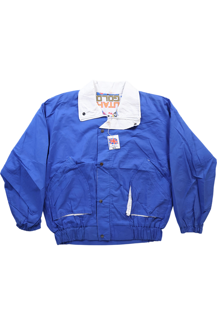 80's Blue Zip-Up Jacket with Printed Lining - XL - Think Vintage ltd